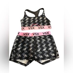 Victoria‎ Secrets Sports Bra and Short Set Activewear Size Large Black Pink